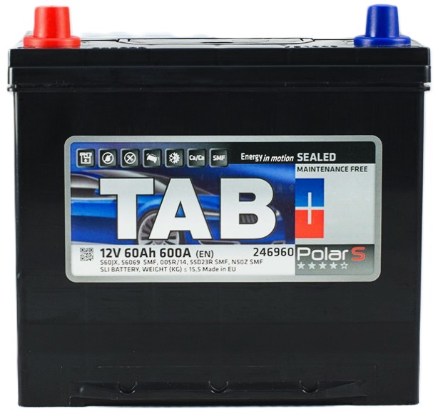 60Ah Asia TAB POLAR S (+/-) (1) 600EN з бортом