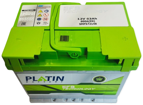 63Ah Asia PLATIN EFB (-/+) (0) 600EN з бортом. Фото 2