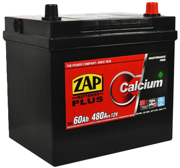 60Ah Asia ZAP Plus Calcium (-/+) (0) 480EN. Фото 2