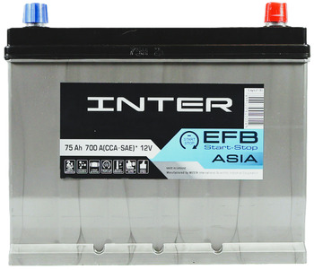 75Ah Asia INTER Premium EFB (-/+) (0) 700EN. Фото 2