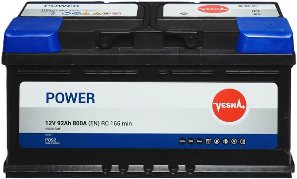 92Ah Euro VESNA Power (-/+) (0) 800EN низький