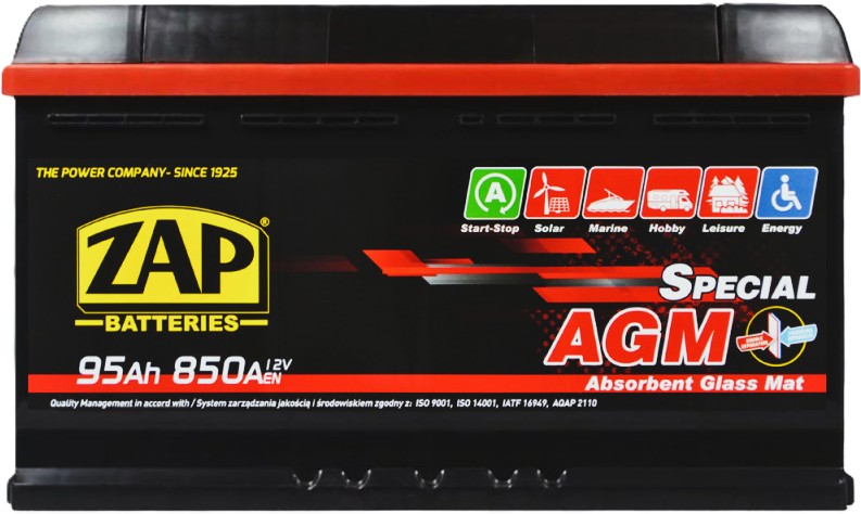 95Ah Euro ZAP Start-Stop AGM (-/+) (0) 850EN