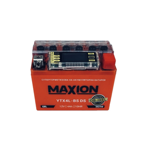 Акумулятор мотоциклетний MAXION DS-IGEL з дод.екраном 4Ah (-/+) (0) (50En) YTX4L-BS DS