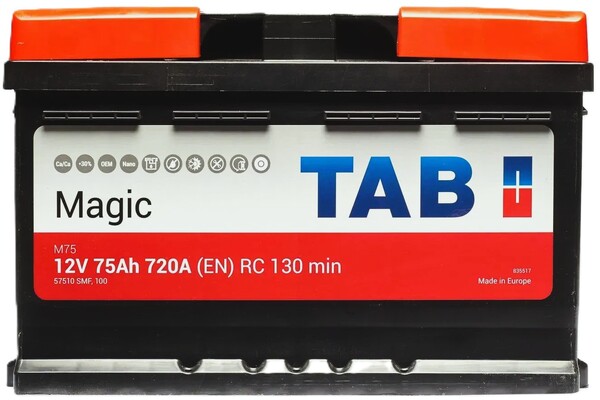 75Ah Euro TAB MAGIC EFB  (-/+) (0) 730EN низький